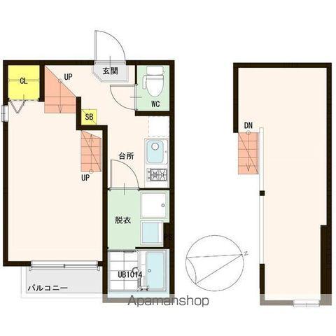 シュッツェ青葉(1K/2階)の間取り写真