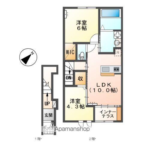 CASA CALMA(2LDK/2階)の間取り写真