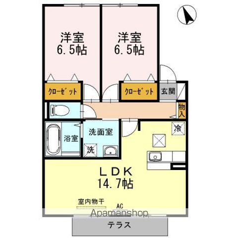 フィオーレ(2LDK/1階)の間取り写真
