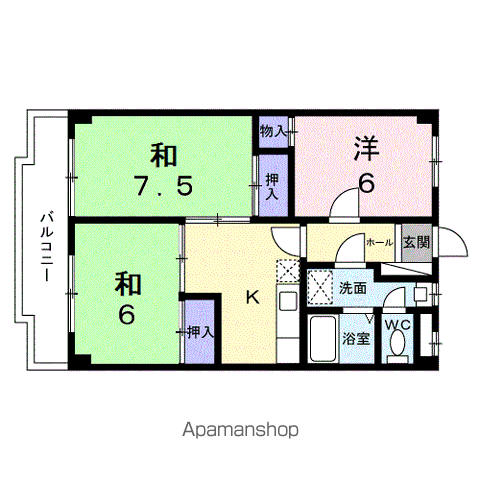 メゾンクレスト(3K/3階)の間取り写真