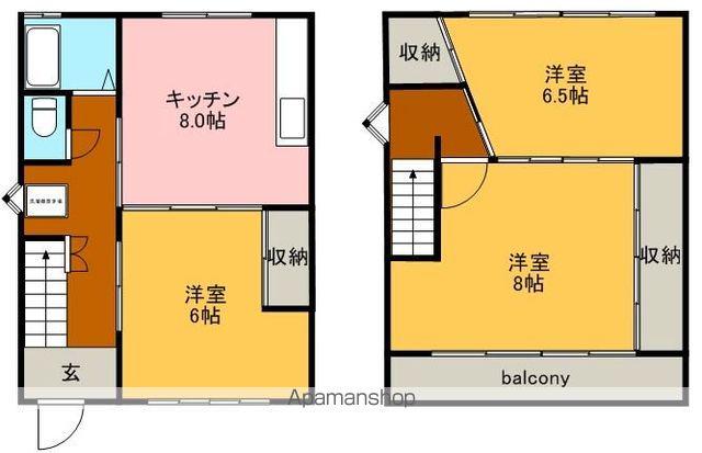 ファミール片野A棟(3DK/2階)の間取り写真