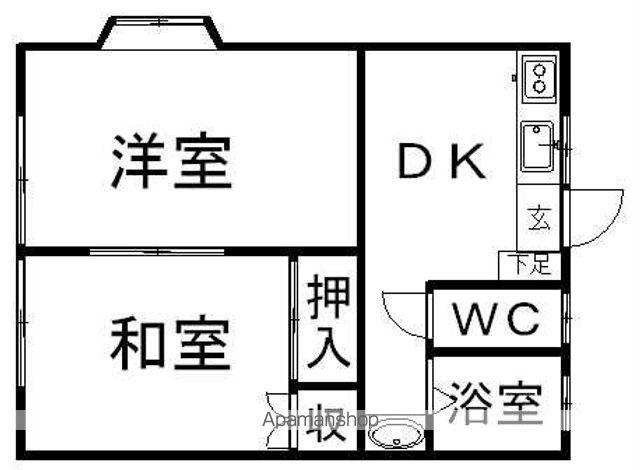 コーポアイリス(2DK/2階)の間取り写真