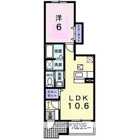 ドエルエバ-グリーンC(1LDK/1階)の間取り写真