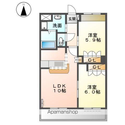 ソレイユ(2LDK/1階)の間取り写真