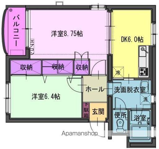マンションROYALK(2DK/3階)の間取り写真