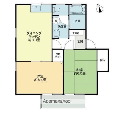 フォブール西尾(2DK/1階)の間取り写真