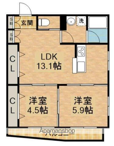 PARKSIDE RESIDENCE(2LDK/1階)の間取り写真