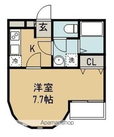 ヘリオス(1K/1階)の間取り写真