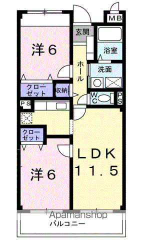 ディアコート・M(2LDK/2階)の間取り写真