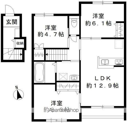 グレイスガーデン A棟(3LDK/2階)の間取り写真