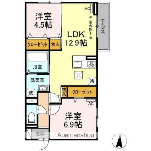 LARGO MIYA(2LDK/1階)の間取り写真