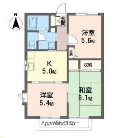 ファミール川平(3K/2階)の間取り写真