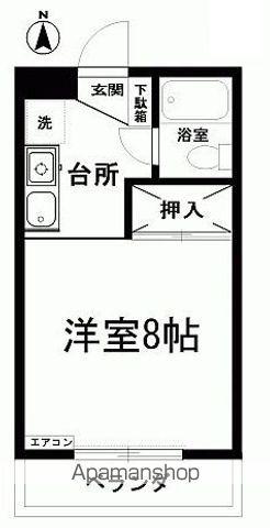 レジデンスアサミズ砂屋戸(1K/1階)の間取り写真