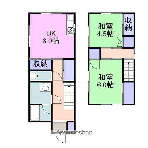 岩徳線 岩国駅 徒歩20分 2階建 築29年(2DK)の間取り写真