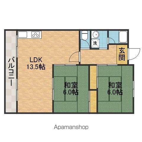 ハイツサニーサイド(2LDK/1階)の間取り写真