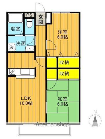 パセオリヴェールⅡ(2LDK/2階)の間取り写真