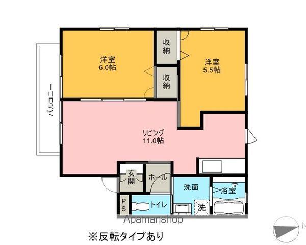 サニーウェルⅡ(2LDK/1階)の間取り写真