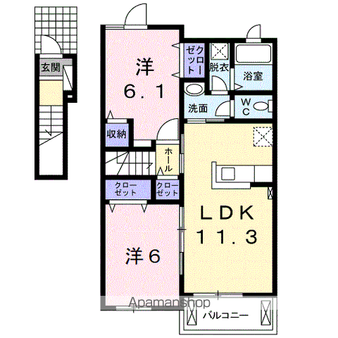 紀勢本線 藤並駅 徒歩12分 2階建 築7年(2LDK/2階)の間取り写真