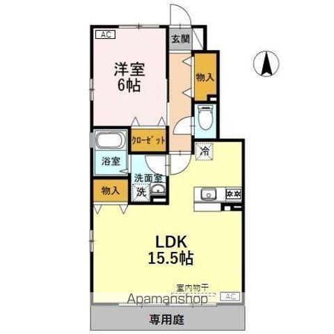 ジュネス一本木 B棟(2LDK/1階)の間取り写真