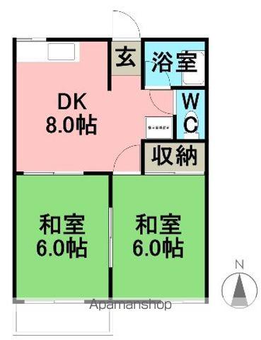 シティコーポセブン(2DK/2階)の間取り写真