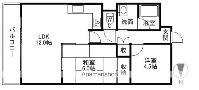 センコーハイツ金田(2LDK/6階)の間取り写真