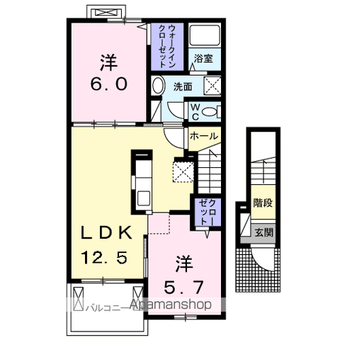 DAIMARUーⅤ(2LDK/2階)の間取り写真