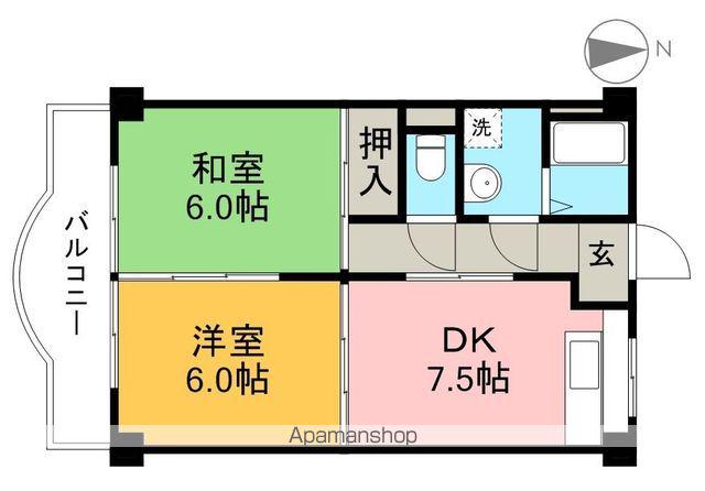 ハイツハピィバリーⅢ(2DK/3階)の間取り写真