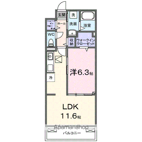 フィオーレ(1LDK/1階)の間取り写真