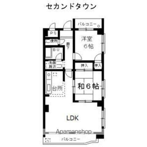 セカンドタウン(2LDK/3階)の間取り写真