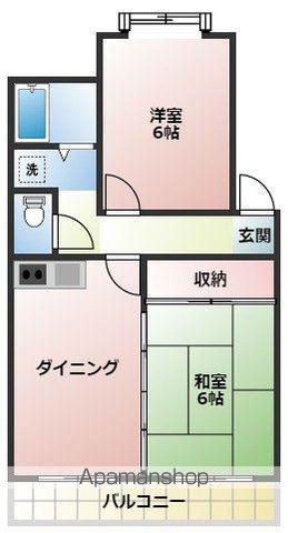 エレガンスヴィラ清武(2DK/3階)の間取り写真