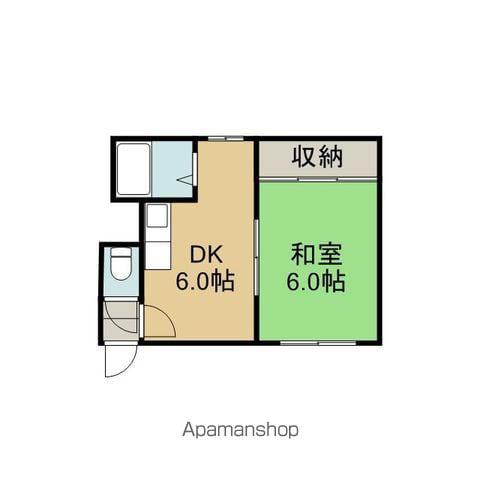 21条ビル(1DK/1階)の間取り写真