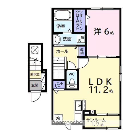 ヒカルサ市原姉ヶ崎サウス(1LDK/2階)の間取り写真