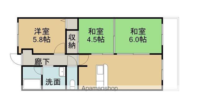 こぐまマンション久米町Ⅰ(3LDK/2階)の間取り写真