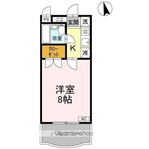 サンハイツ沖浜(1K/4階)の間取り写真