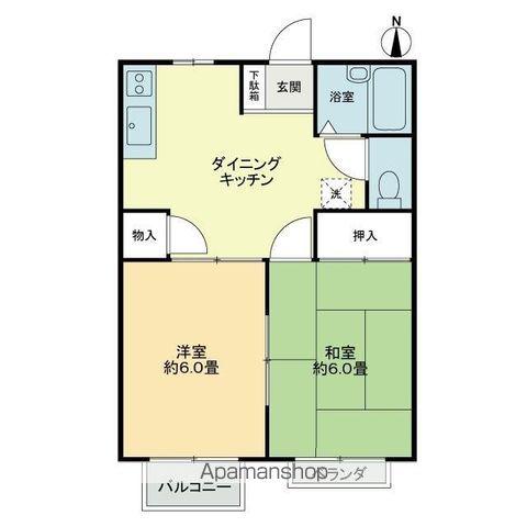 フォブール森(2DK/2階)の間取り写真