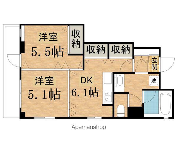 ラング・タワービル立川(2DK/5階)の間取り写真