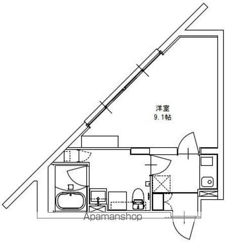 BARK LANE KAMINOGE(1K/1階)の間取り写真