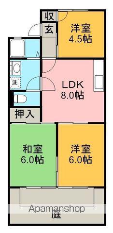 レジデンス デ フルール(3DK/1階)の間取り写真