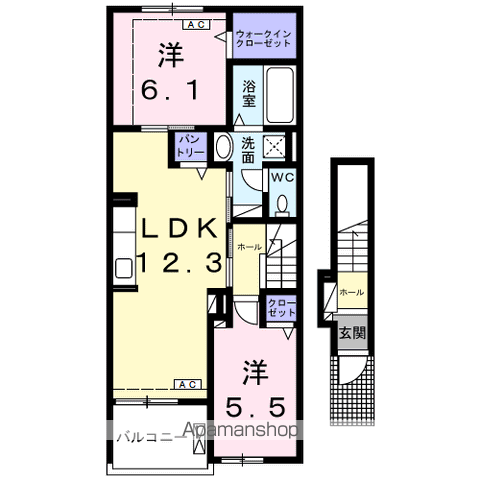 クロス・コート(2LDK/2階)の間取り写真
