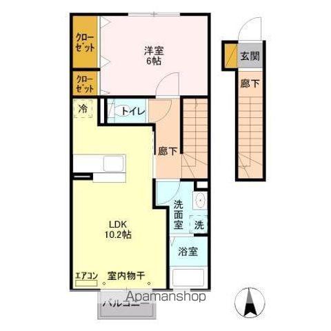 ストラールB(1LDK/2階)の間取り写真