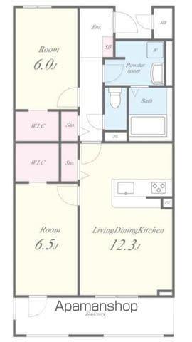 アルメノア西新(2LDK/3階)の間取り写真