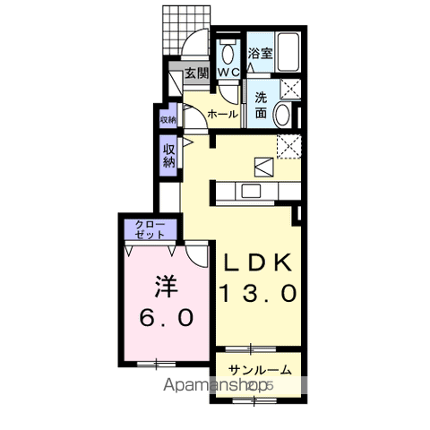 クラールハイムⅡ(1LDK/1階)の間取り写真