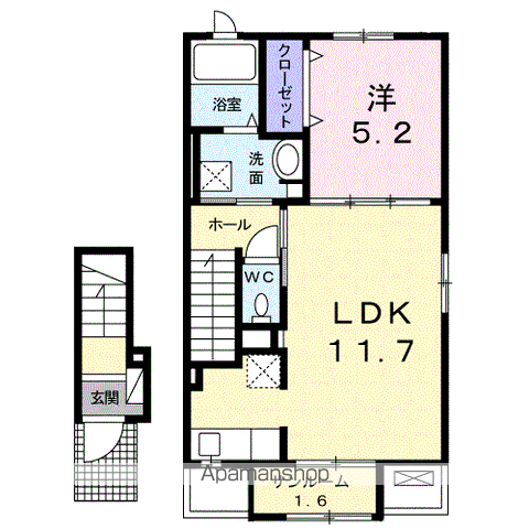 クレメント(1LDK/2階)の間取り写真