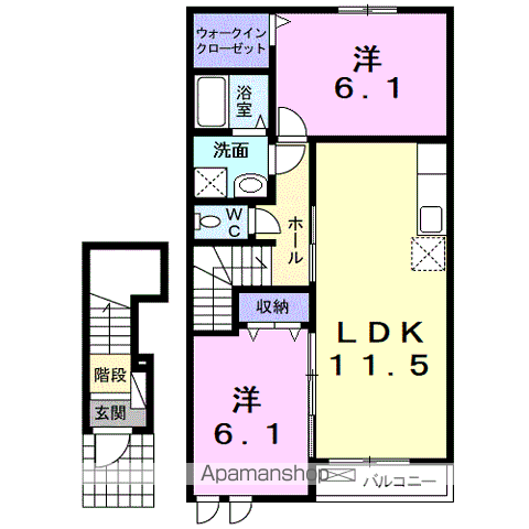 AUTHORITYKⅨ(2LDK/2階)の間取り写真