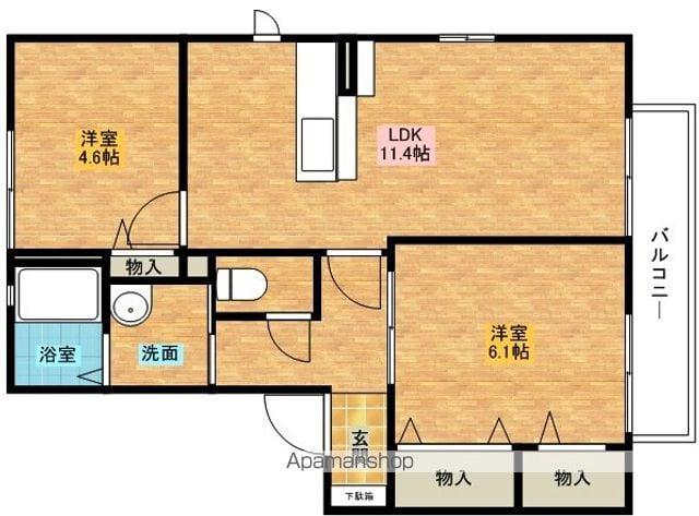 エスポワールC棟(2LDK/2階)の間取り写真