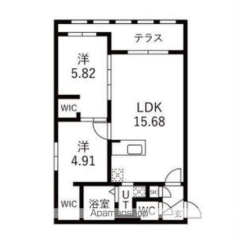 GA-二十四軒3-3MSB棟(2LDK/1階)の間取り写真