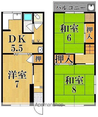 米山台３丁目テラスハウス(3DK)の間取り写真