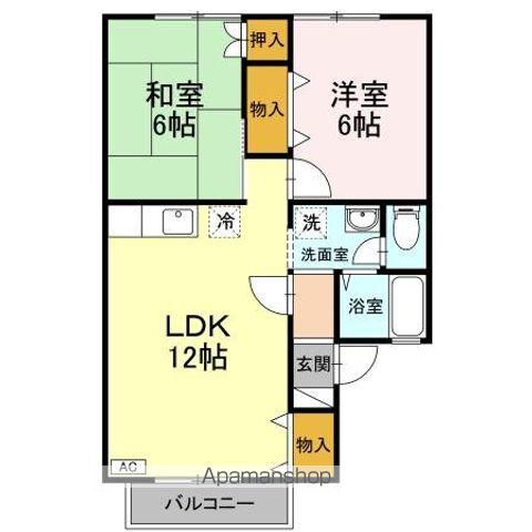 アビタシオンII B(2LDK/2階)の間取り写真