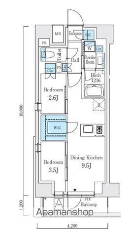テラス駒込サウス(2DK/10階)の間取り写真