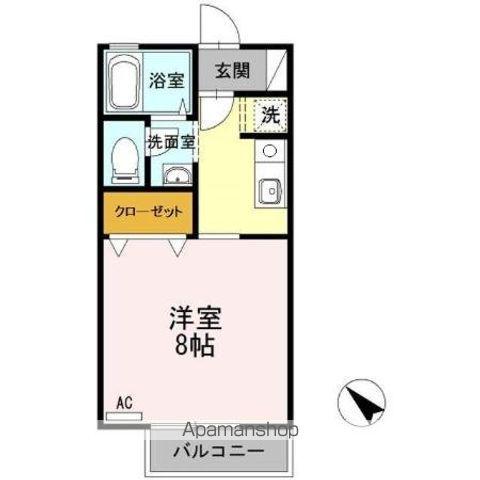 クレール静岡 A(1K/2階)の間取り写真